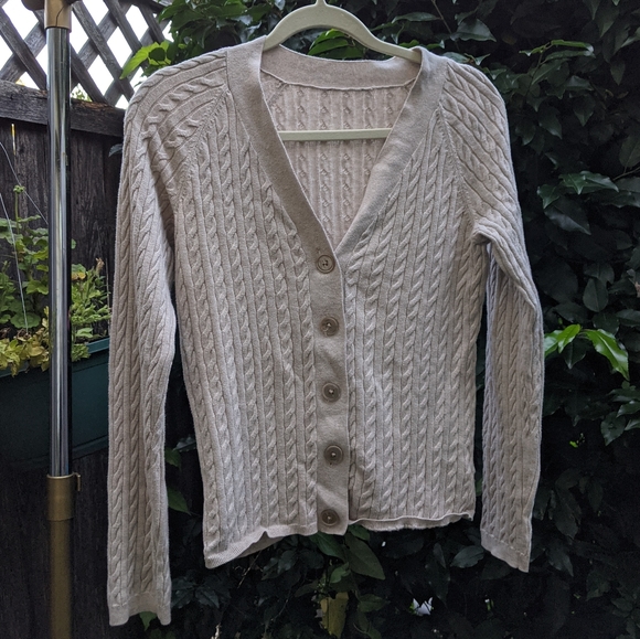 Beige Knit Cardigan - Picture 1 of 3